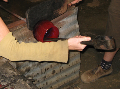 Meredith working on a glass bowl